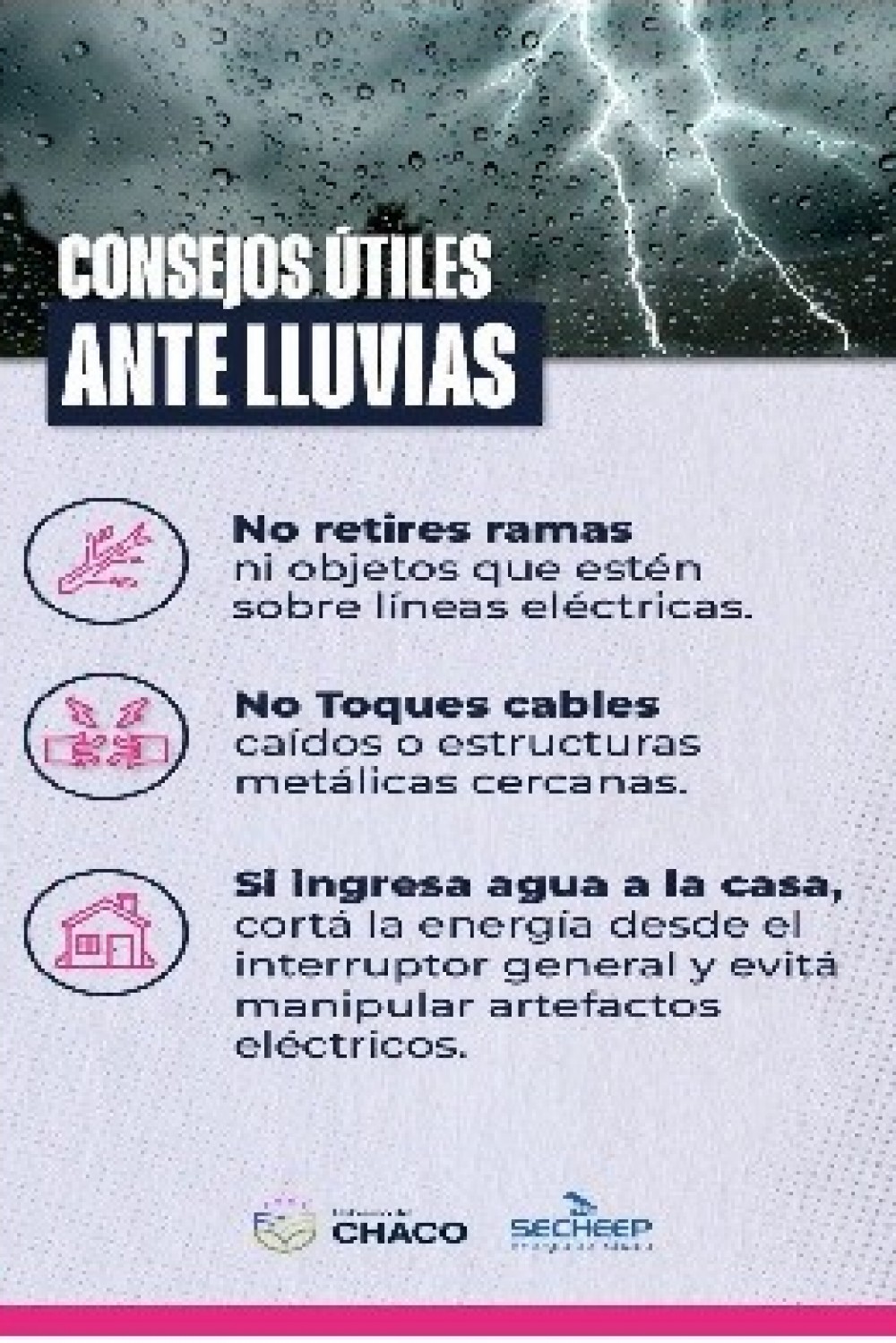 SECHEEP RECOMIENDA EVITAR RIESGOS ELÉCTRICOS DURANTE LAS LLUVIAS Y TORMENTAS