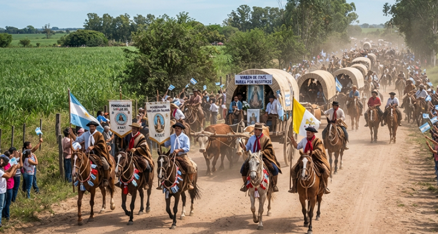 126&ordf; Peregrinaci&oacute;n de la Comunidad Religiosa de San Luis del Palmar hacia la Bas&iacute;lica de Nuestra Se&ntilde;ora de Itat&iacute;,  bajo el lema &ldquo;La Fe que Camina Ayuda al Hermano&rdquo;.