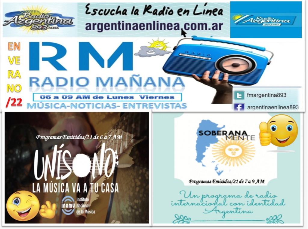 El programa Soberanamente, temporada 2021, sera repetido durante el mes de enero, cada mañana de 7 a 9, por Radio Argentina