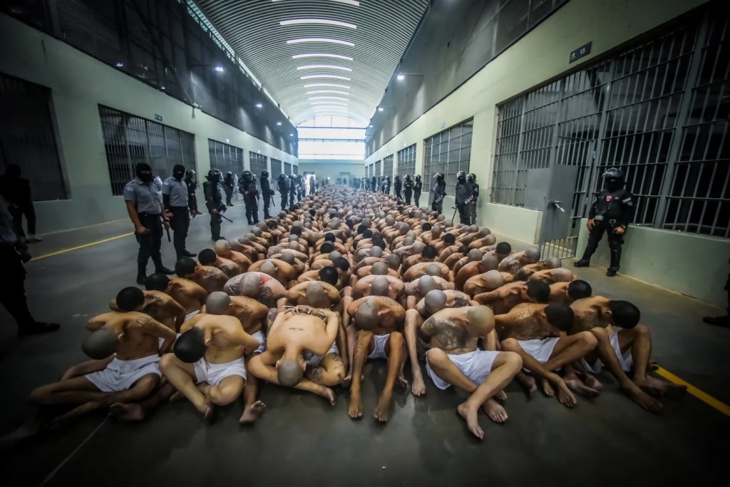 FOTOS | Las estremecedoras imágenes del traslado de los primeros 2.000 pandilleros a la nueva megacárcel de El Salvador
