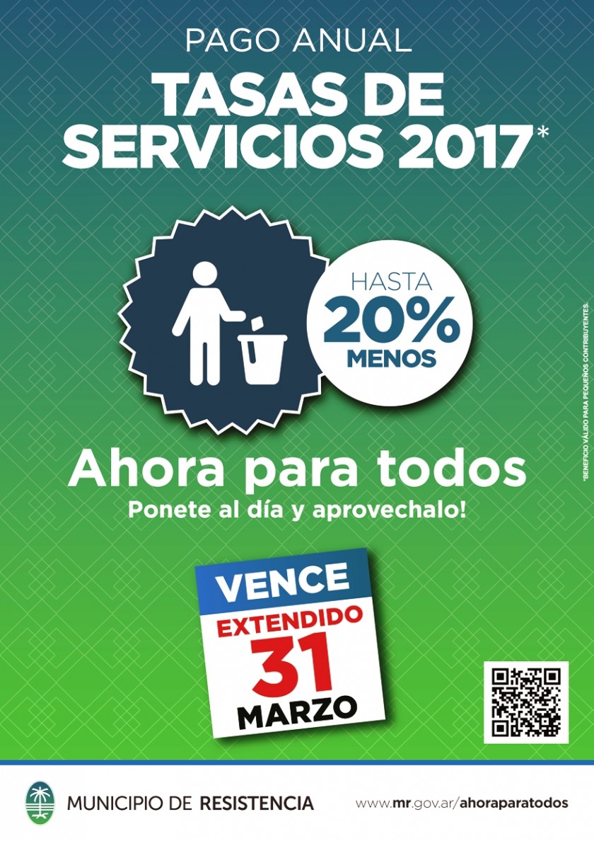 Hasta el 31 hay tiempo para el pago anticipado de Tasas de Servicios