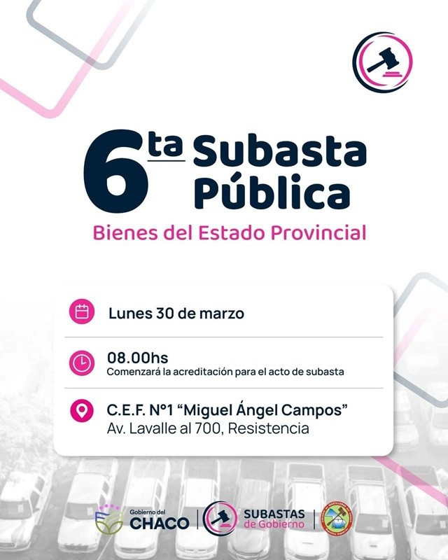 SUBASTA P&Uacute;BLICA: ESTE JUEVES, INICIA LA EXHIBICI&Oacute;N PREVIA DE LOS VEH&Iacute;CULOS