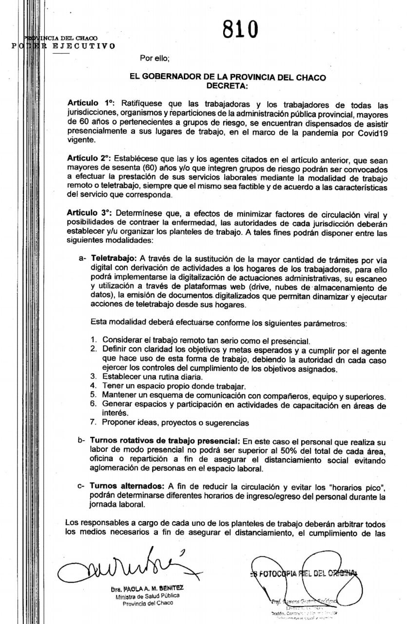 Trabajadoras y trabajadores de salud con factores de riesgo que estén vacunados, pueden ser convocados a tareas presenciales