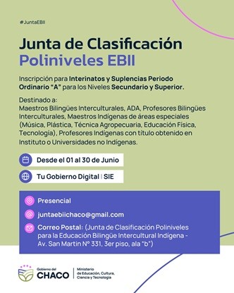 NIVELES SECUNDARIO Y SUPERIOR: ABRE INSCRIPCIÓN A INTERINATOS Y SUPLENCIAS PARA DOCENTES DE PUEBLOS ORIGINARIOS