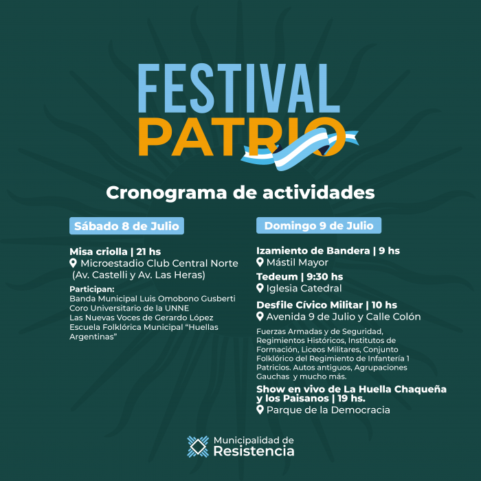 Día de la Independencia: Resistencia se prepara para un fin de semana con varios eventos honrar a la Patria