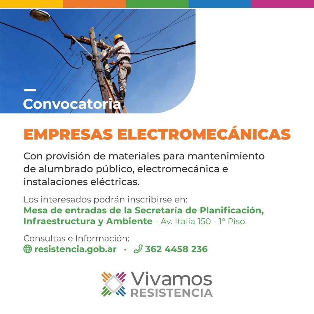Plan Integral de Alumbrado Público: Resistencia convoca a empresas electromecánicas a registrarse en el Municipio para brindar servicios