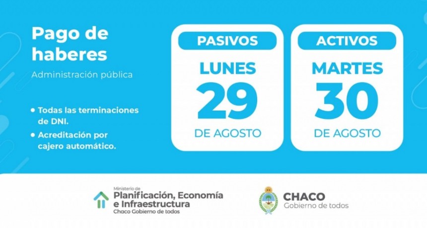 Chaco: El lunes 29 comienza el pago a la administración pública 