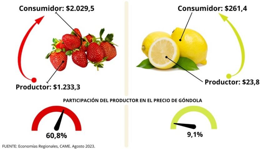 IPOD agosto: por agroalimentos, consumidor pagó 3,5 veces más de lo que cobró el productor