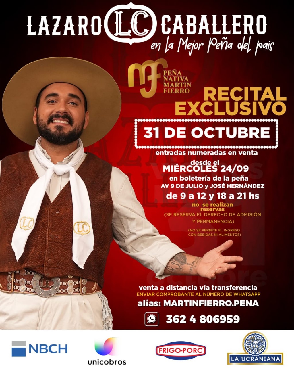 La Peña Nativa Martín Fierro presenta un Recital Exclusivo con Lázaro Caballero
