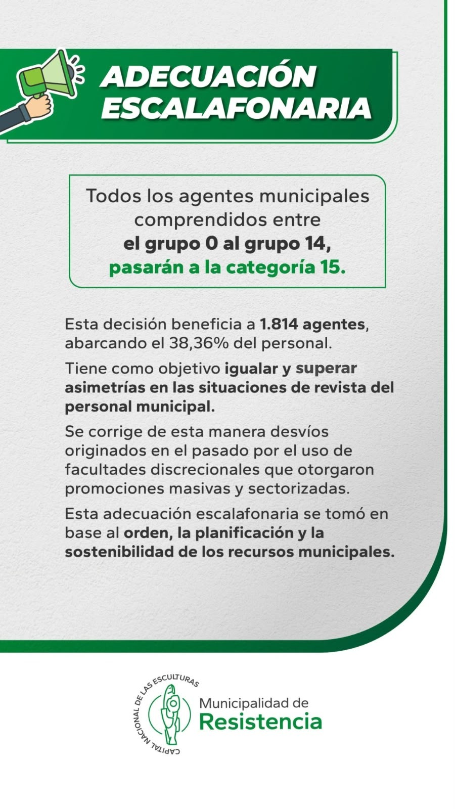 ADECUACION ESCALAFONARIA. CIENTOS DE EMPLEADOS MUNICIPALES ASCENDERÁN DE CATEGORÍA