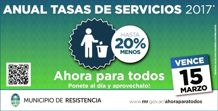 Tasas de Servicios: Hay tiempo hasta el miércoles 15 para el pago anticipado anual