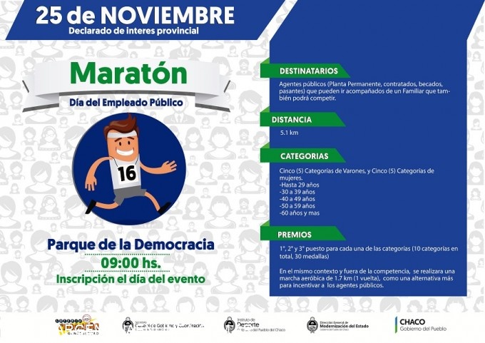 REALIZARÁN EN EL PARQUE DE LA DEMOCRACIA, LA MARATÓN DEL EMPLEADO PÚBLICO 2016